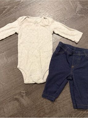 Carter's Grey Long Sleeve Onesie with Navy Pants